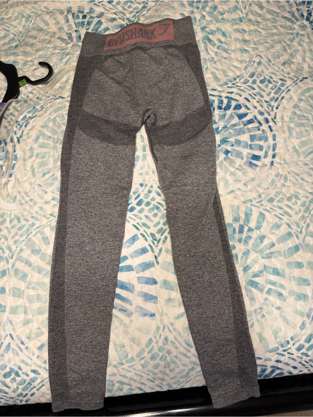 Gymshark Gray Seamless Leggings with Rose Logo Waistband